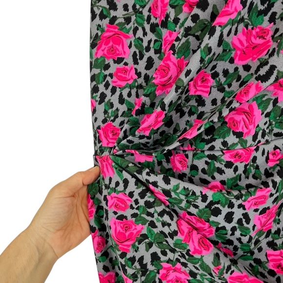 NEW Betsey Johnson Midi Dress Leopard Cheetah Print with Roses Sz 16 NWT - Picture 11 of 16
